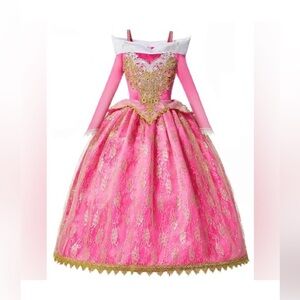 Sleeping Beauty Princess Aurora Gown Pink Gold Dress Up Costume Sz 12